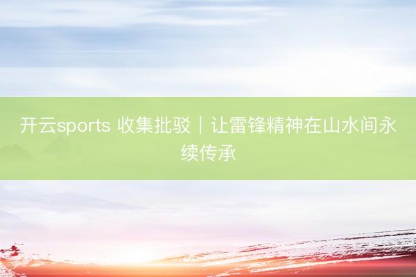 开云sports 收集批驳｜让雷锋精神在山水间永续传承