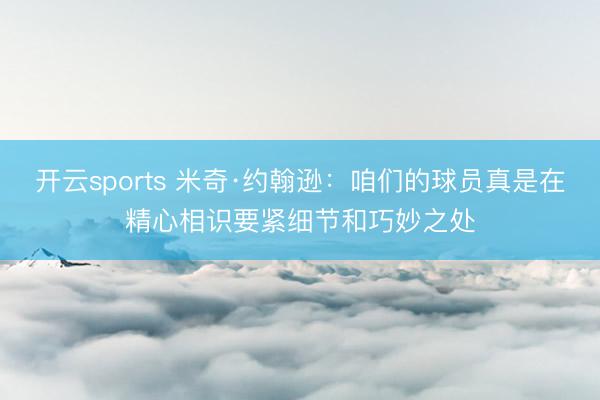 开云sports 米奇·约翰逊：咱们的球员真是在精心相识要紧细节和巧妙之处