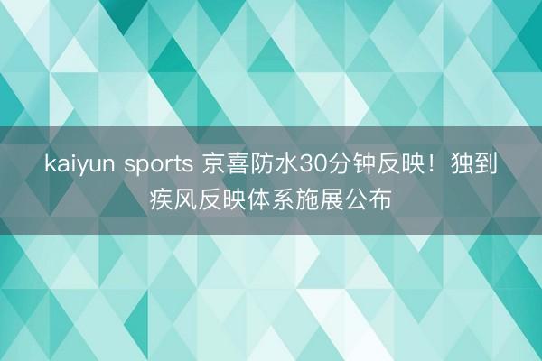 kaiyun sports 京喜防水30分钟反映！独到疾风反映体系施展公布