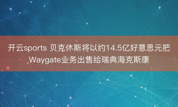 开云sports 贝克休斯将以约14.5亿好意思元把Waygate业务出售给瑞典海克斯康