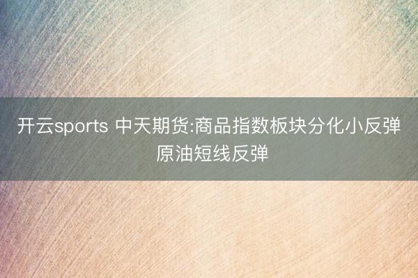 开云sports 中天期货:商品指数板块分化小反弹 原油短线反弹