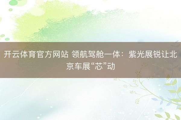 开云体育官方网站 领航驾舱一体：紫光展锐让北京车展“芯”动