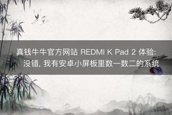 真钱牛牛官方网站 REDMI K Pad 2 体验: ‌没错， 我有安卓小屏板里数一数二的系统
