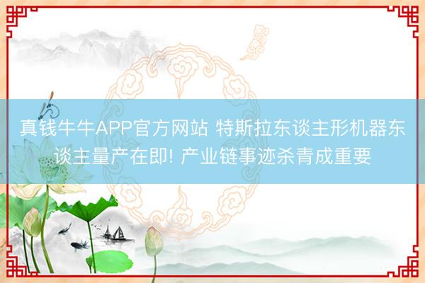 真钱牛牛APP官方网站 特斯拉东谈主形机器东谈主量产在即! 产业链事迹杀青成重要