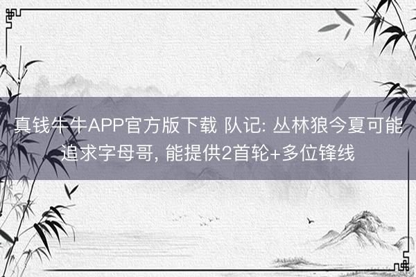 真钱牛牛APP官方版下载 队记: 丛林狼今夏可能追求字母哥， 能提供2首轮+多位锋线