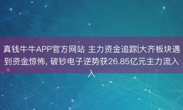 真钱牛牛APP官方网站 主力资金追踪|大齐板块遇到资金惊怖， 破钞电子逆势获26.85亿元主力流入