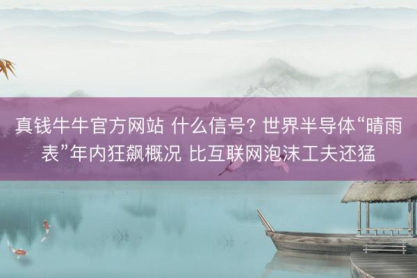 真钱牛牛官方网站 什么信号? 世界半导体“晴雨表”年内狂飙概况 比互联网泡沫工夫还猛