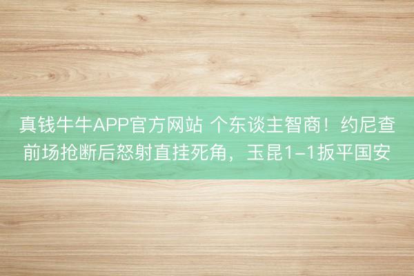 真钱牛牛APP官方网站 个东谈主智商！约尼查前场抢断后怒射直挂死角，玉昆1-1扳平国安