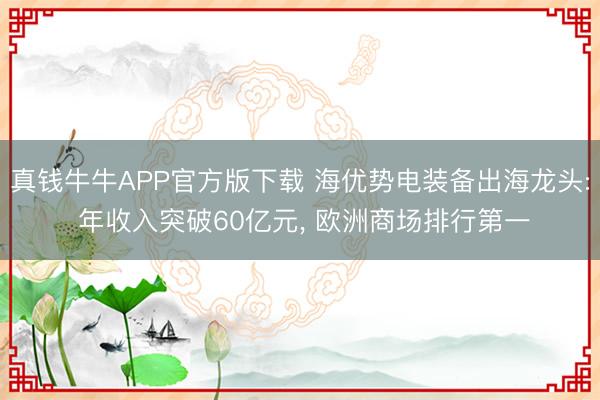 真钱牛牛APP官方版下载 海优势电装备出海龙头: 年收入突破60亿元， 欧洲商场排行第一