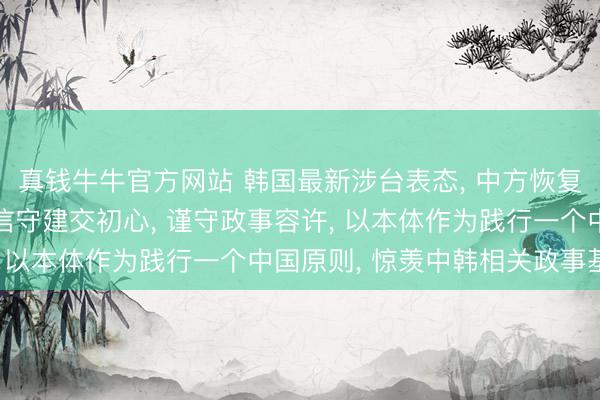 真钱牛牛官方网站 韩国最新涉台表态， 中方恢复: 但愿并信服韩方会信守建交初心， 谨守政事容许， 以本体作为践行一个中国原则， 惊羡中韩相关政事基础